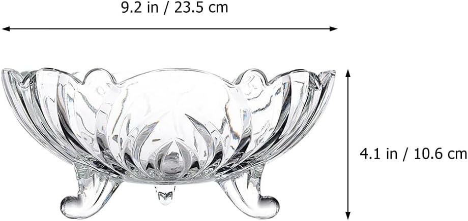 Crystal Fruit Bowl – Three-Legged Glass Fruit Tray (Transparent)