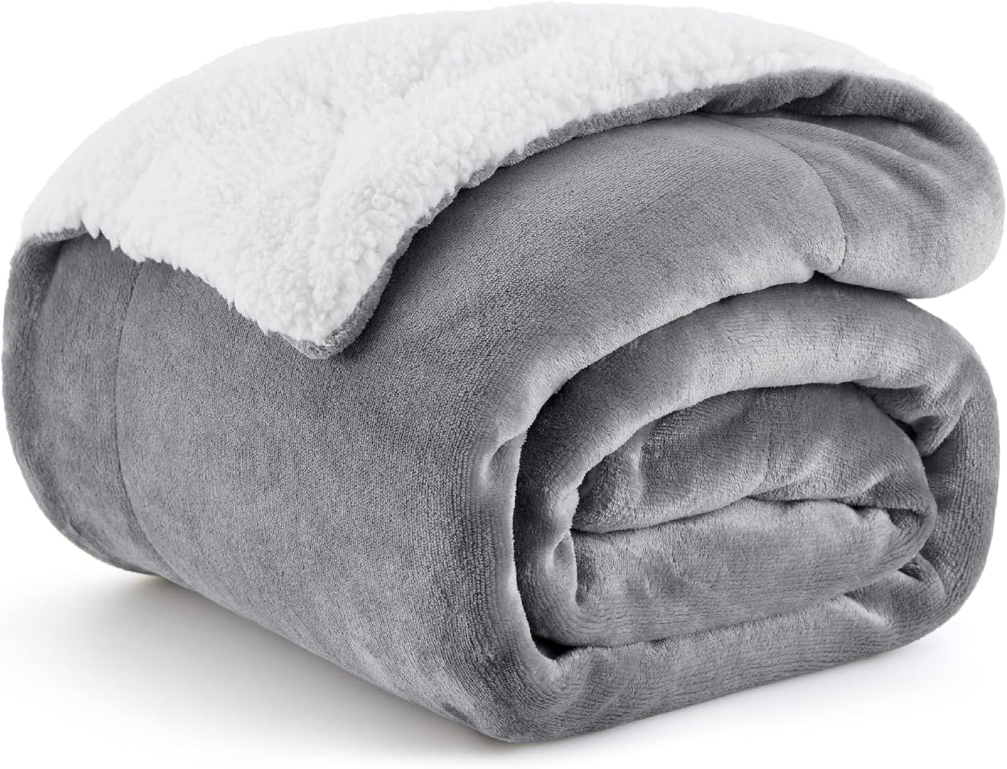 Throw Blankets for Bed Couch Sofa, Grey Fleece Blanket Fluffy